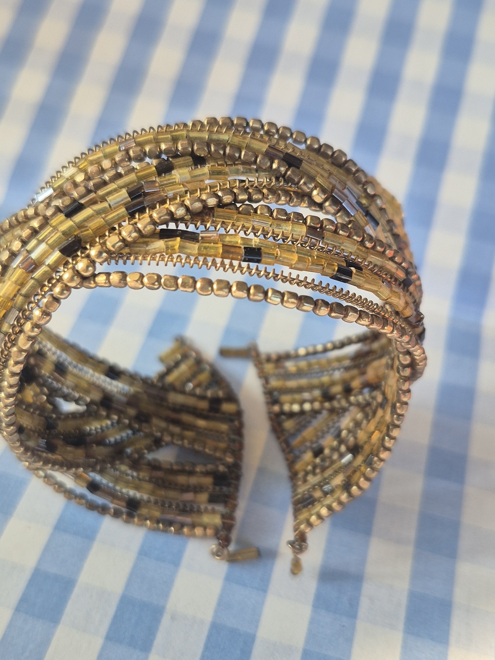 Gold Beaded Multi-Strand Beaded Cuff Bracelet 2026 Trends - Picture 3 of 5